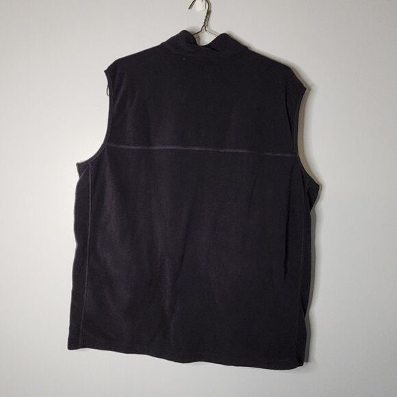 Lands End Vest Mens XL Black Full Zip Casual Mock Neck Casual Golf Soft Fleece - Picture 2 of 8